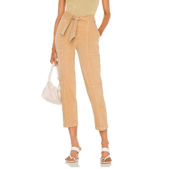 Johnathan Simkhai Henley Foldover Cropped Jeans Size 29 in Camel - Picture 1 of 10